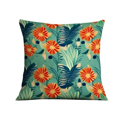Design Art Tropical Foliage And Flowers Iv Square Pillow Cover And Insert In Polyester,floral 1