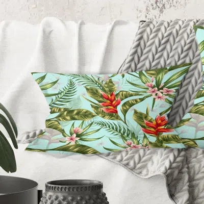 Design Art Tropical Foliage Ii - Mid-century Modern Printed Throw Pillow