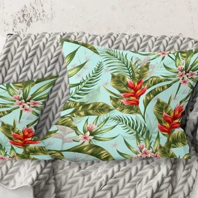 Design Art Tropical Foliage Ii - Mid-century Modernprinted Throw Pillow In Green