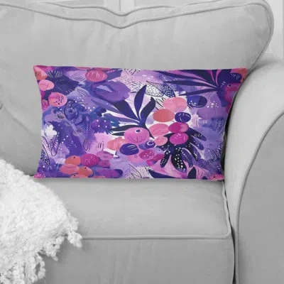 Design Art Tropical Fruits - Glam Lumbar Pillow In Pink;purple