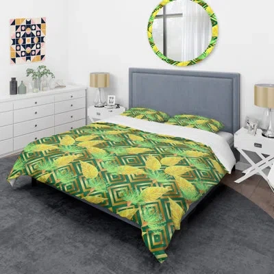 Design Art Tropical Luxury Ii Mid-century Duvet Cover Set In Green