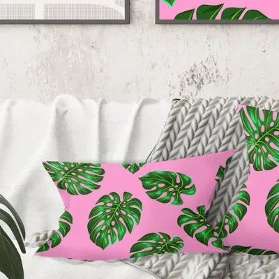 Design Art Tropical Palm Leaves Iii - Mid-century Modern Printed Throw Pillow