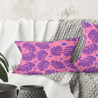 Design Art Tropical Palm Leaves Iv - Mid-century Modern Printed Throw Pillow