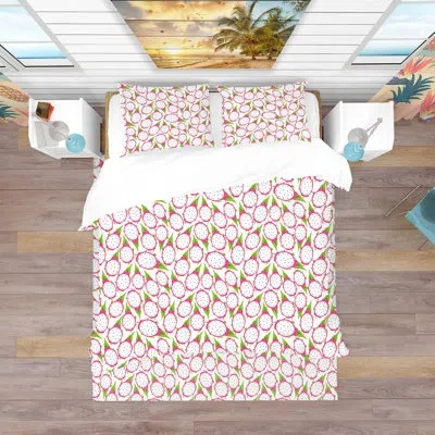 Design Art Tropical Pattern - Tropical Food Duvet Cover Set - Microfiber Polyester In Pink