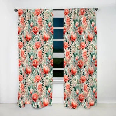 Design Art Tropical Reef Adventure Pink Pattern - Tropical Velvet Curtain - Room Darkening - 1 Panel In Green;pink