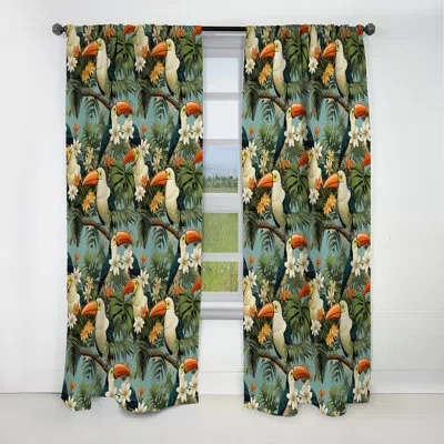 Design Art Tropical Toucan Tropical Pattern - Floral Curtain - Blackout Floral Curtain - 1 Panels In Green