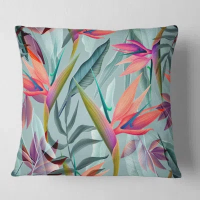Design Art Tropical Vintage Flowers Vi - Traditional Printed Pillow