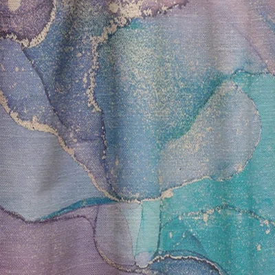 Design Art Turquoise And Brown Luxury Abstract Fluid Art Iii - Modern Velvet Curtain - 1 Panel