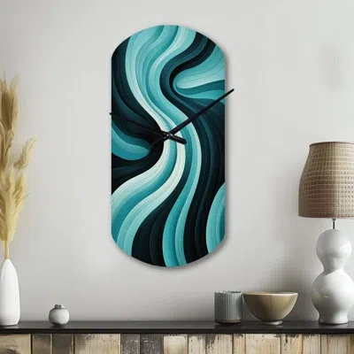 Design Art Turquoise Black Opt Art In - Op Art Cylinder Metal Clocks, Turquoise Asymmetrical Metal Wall Clock P In Black;green