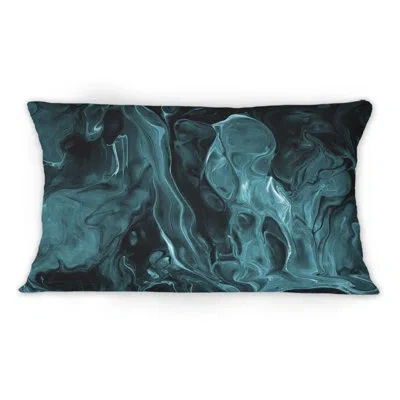 Design Art Turquoise Creative Abstract Dark I - Modern Printed Throw Pillow 1
