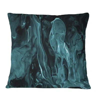 Design Art Turquoise Creative Abstract Dark I - Modern Printed Throw Pillow In Blue;black