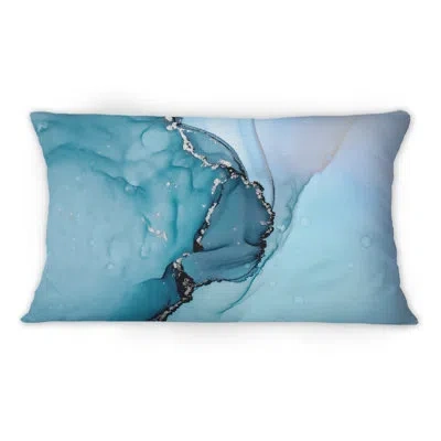 Design Art Turquoise Liquid Art Universe -1 Modern Printed Throw Pillow