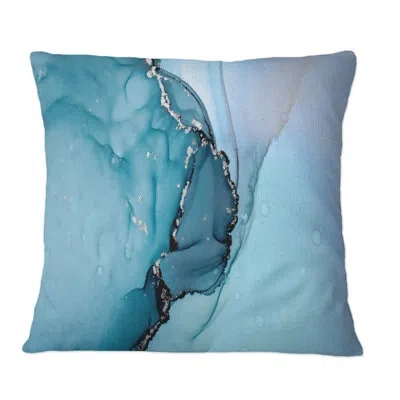 Design Art Turquoise Liquid Art Universe - Modern Printed Throw Pillow In Blue
