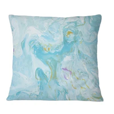 Design Art Turquoise Marble Liquid Art Universe - Modern Printed Throw Pillow In Blue;gold