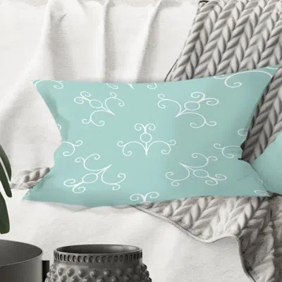 Design Art Turquoise Minimal Ornament - Mid-century Modernprinted Throw Pillow