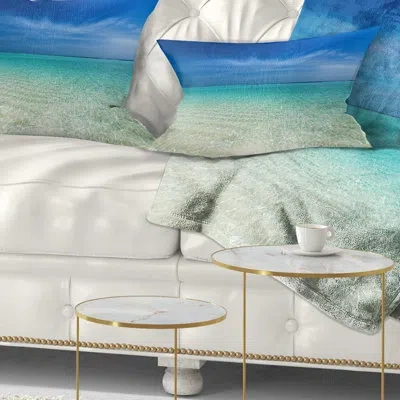 Design Art Turquoise Ocean Under Blue Sky - Sea & Shore Printed Throw Pillow