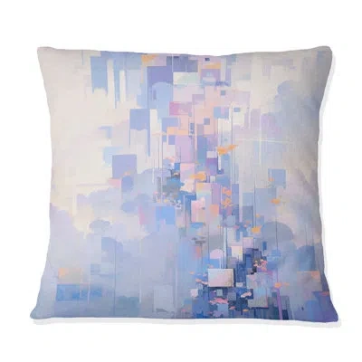 Design Art Turquoise Pink Interlocking Perspectives - Cubism Printed Throw Pillow In Green;pink