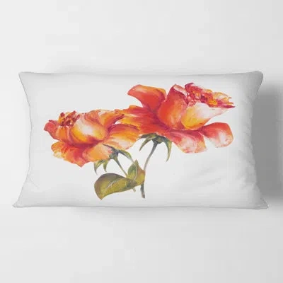 Design Art Two Blossoming Roses Rectangular Pillow Cover & Insert