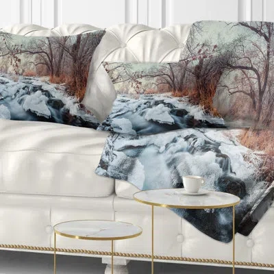 Design Art Ukraine Winter Forest - Landscape Printed Throw Pillow