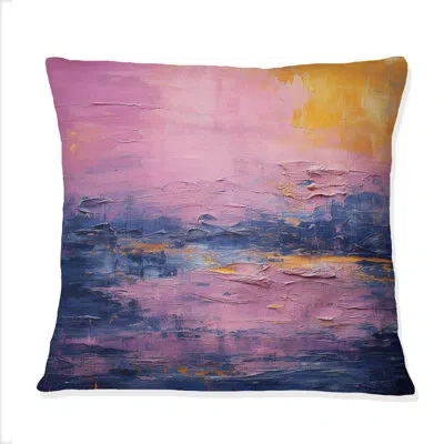 Design Art Unfamiliar Happiness Abstract Expressionism Iii - Abstract Painting Printed Throw Pillow In Blue;pink