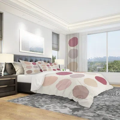 Design Art Unique Circle Designs Duvet Cover Set In Pink