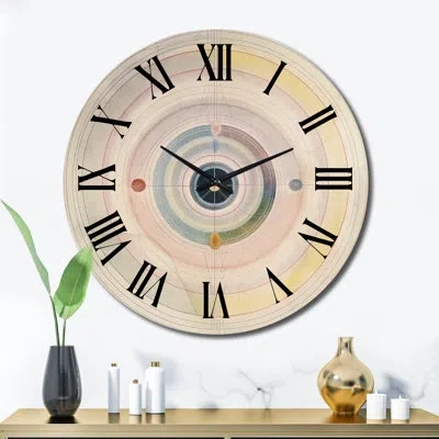Design Art Universal Blossoming Pastel Harmony Ii Metal Wall Clock In Beige;yellow