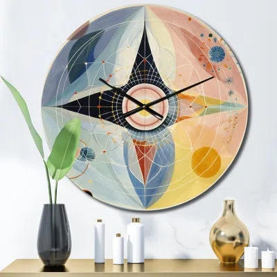 Design Art Universal Blossoming Pastel Harmony Iii Metal Wall Clock In Black;pink;gold