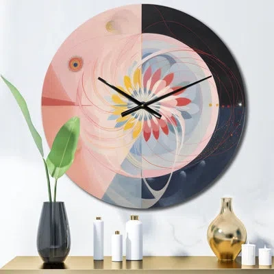 Design Art Universal Blossoming Pastel Harmony V Metal Wall Clock In Gold
