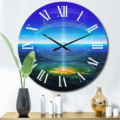 Design Art Universal Frequency Cosmic Horizon Metal Wall Clock In Purple