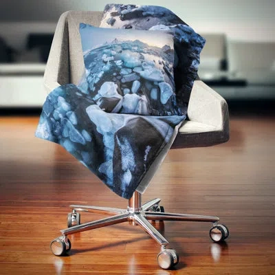 Design Art Unusual Arctic Ice Landscape - Sea & Shore Printed Pillow In White