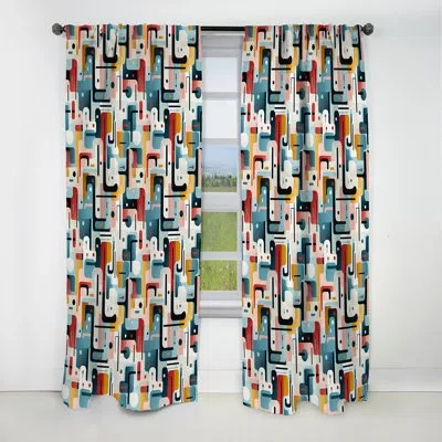 Design Art Urban Abstraction V - Abstract Curtain - Blackout Geometric Shapes Curtain - 1 Panels In Multi-color