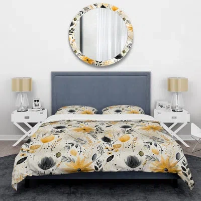Design Art Urban Bohemian Ferns Pattern Duvet Cover Set In Beige;yellow