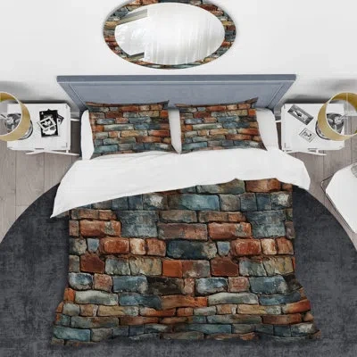 Design Art Urban Brick Wall Elegance - Brick Duvet Cover Set - Microfiber Polyester In Multicolor