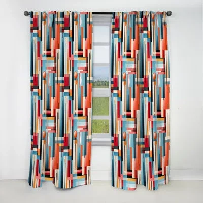 Design Art Urban Chic Striped Pattern - Stripped Curtain - Blackout Striped Curtain - 1 Panels In Blue;orange