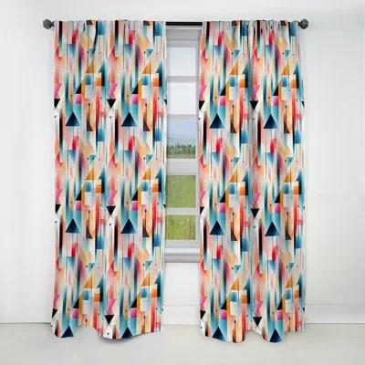 Design Art Urban Geometry I - Abstract Geometric Curtain - Blackout Geometric Shapes Curtain - 1 Panels In Multi-color