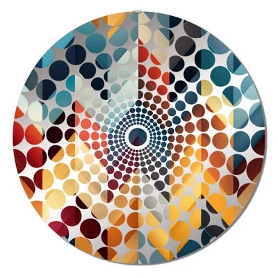 Design Art Urban Geometry Multicolor Chevron Pattern - Concentric Circles Decorative Mirror In Yellow