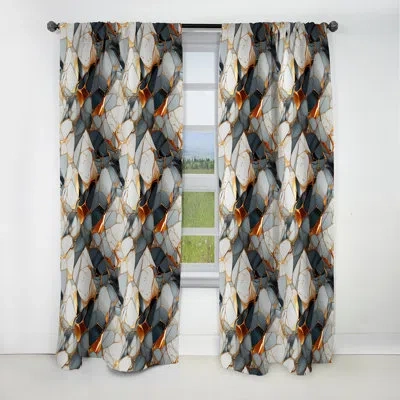 Design Art Urban Luxe Marble Pattern - Abstract Marble Curtain - Blackout Marble Curtain - 1 Panels In Gray;gold