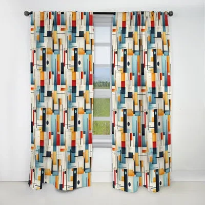 Design Art Urban Mosaic Iii - Abstract Geometric Curtain - Blackout Geometric Shapes Curtain - 1 Panels In Multi-color