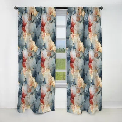 Design Art Urban Nature Marble Pattern - Abstract Marble Curtain - Blackout Marble Curtain - 1 Panels In Gray;red