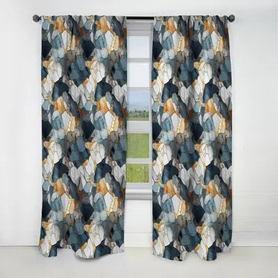 Design Art Urban Oasis Marble Pattern - Abstract Marble Curtain - Blackout Marble Curtain - 1 Panels In Gray;gold