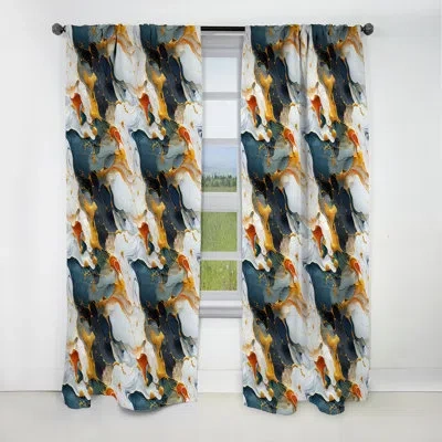 Design Art Urban Retreat Marble Pattern Ii - Abstract Marble Marble Blackout Curtain - 1 Panels In Yellow;teal