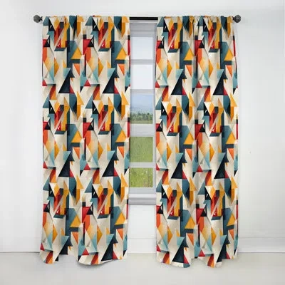 Design Art Urban Simplicity - Abstract Geometric Curtain - Blackout Geometric Shapes Curtain - 1 Panels In Multi-color