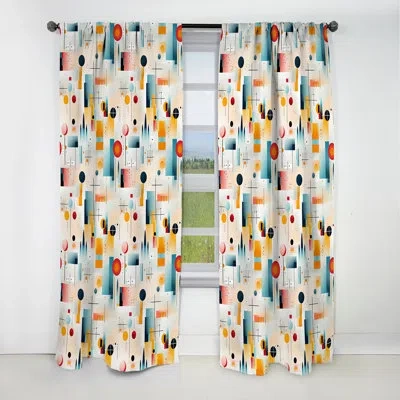 Design Art Urban Tranquility - Abstract Geometric Curtain - Blackout Geometric Shapes Curtain - 1 Panels In Multi-color