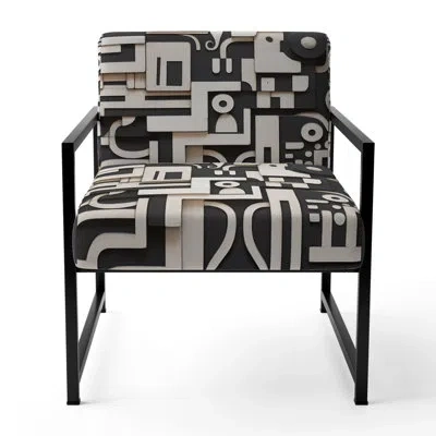 Design Art Urban Vision Abstract Black And White - Upholstered Abstract Accent Side Chair