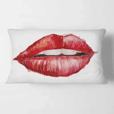 Design Art Valentines Day Woman Lips Rectangular Pillow Cover & Insert In Red