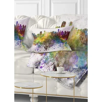 Design Art Vancouver Skyline - Cityscape Printed Throw Pillow