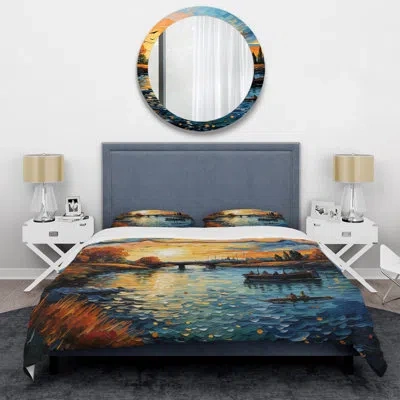 Design Art Vangogh The Bridge At Arles Ii - Landscapes Duvet Cover Set - Microfiber Polyester In Yellow