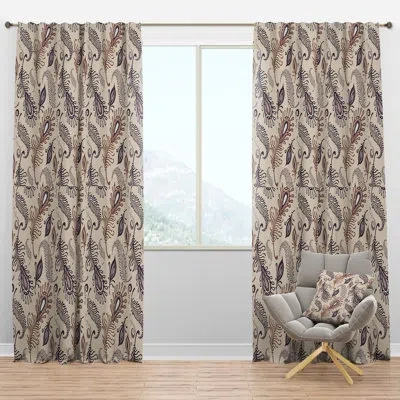 Design Art Various Feather Pattern - Bohemian Velvet Curtain - Room Darkening - 1 Panel