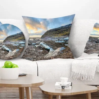 Design Art Vatnajokull Glacier Trail Iceland - Sea & Shore Printed Pillow In Blue