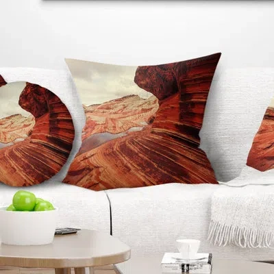 Design Art Vermillion Cliffs At Dawn View - Landscape Printed Pillow In Red